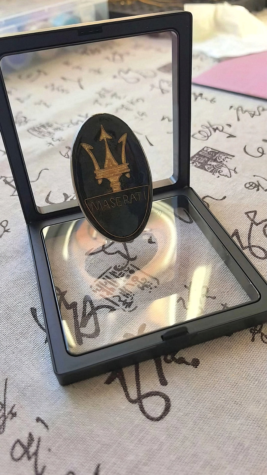Maserati Cloisonne Enamel Hood Emblem - Custom Handmade Badge