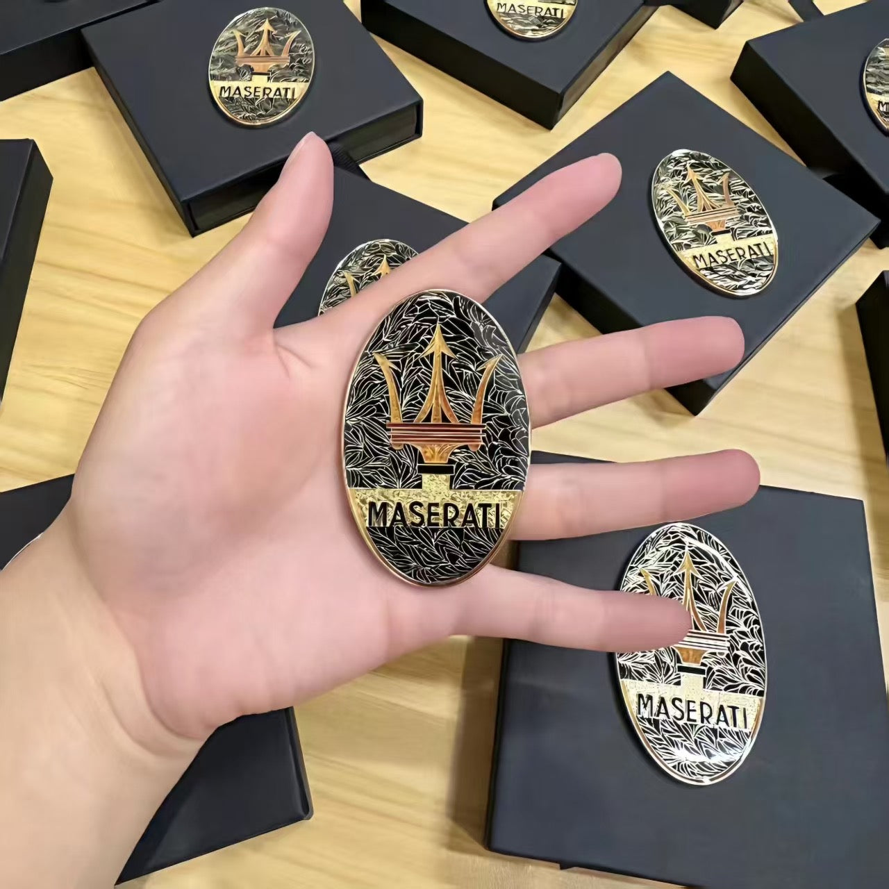 Maserati Cloisonne Enamel Hood Emblem - Custom Handmade Badge