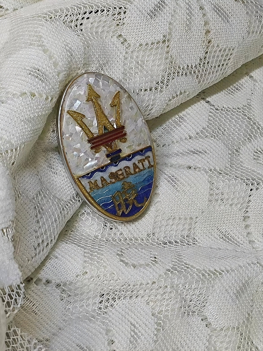 Maserati Cloisonne Enamel Hood Emblem - Custom Handmade Badge