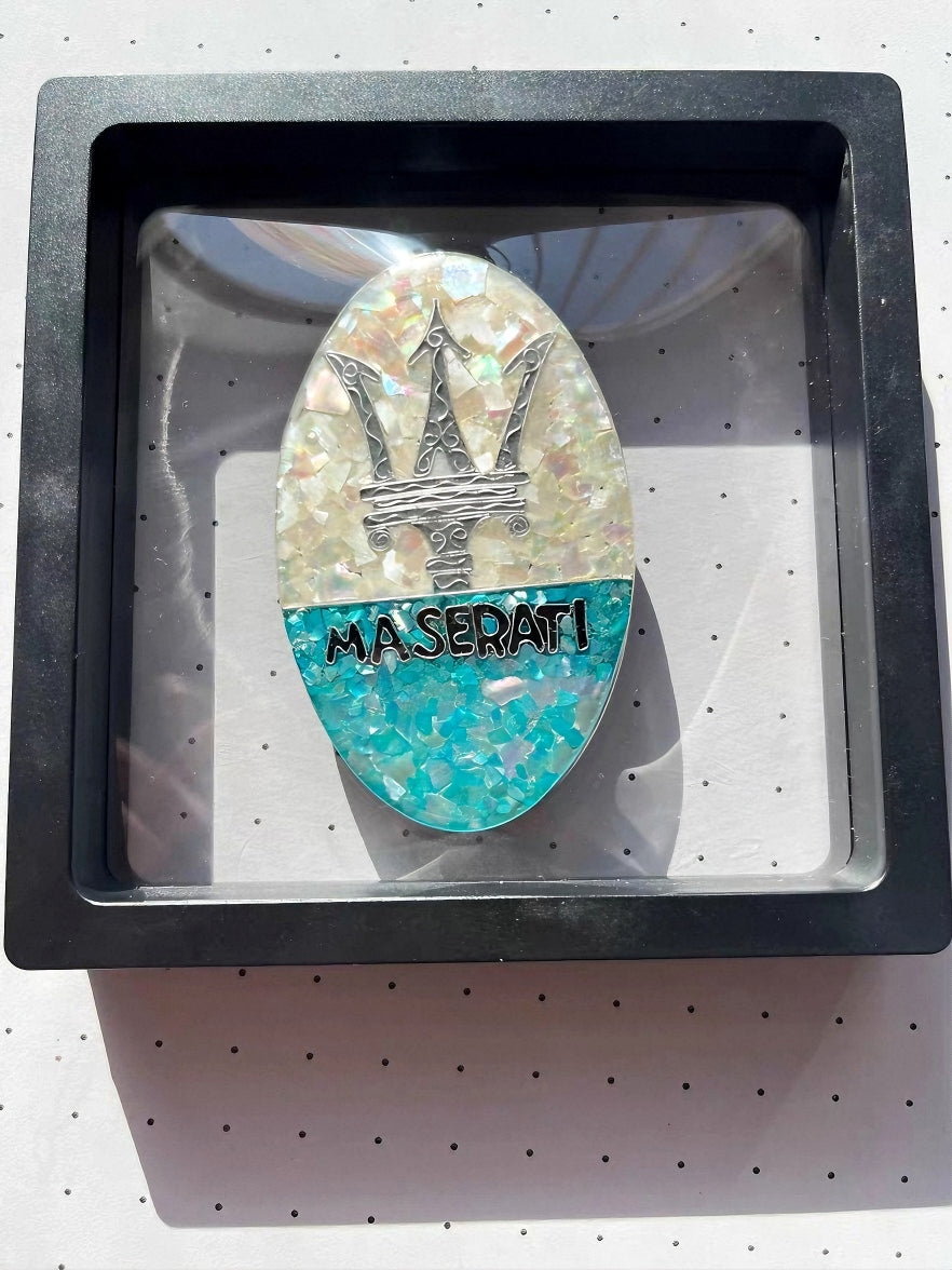 Maserati Cloisonne Enamel Hood Emblem - Custom Handmade Badge