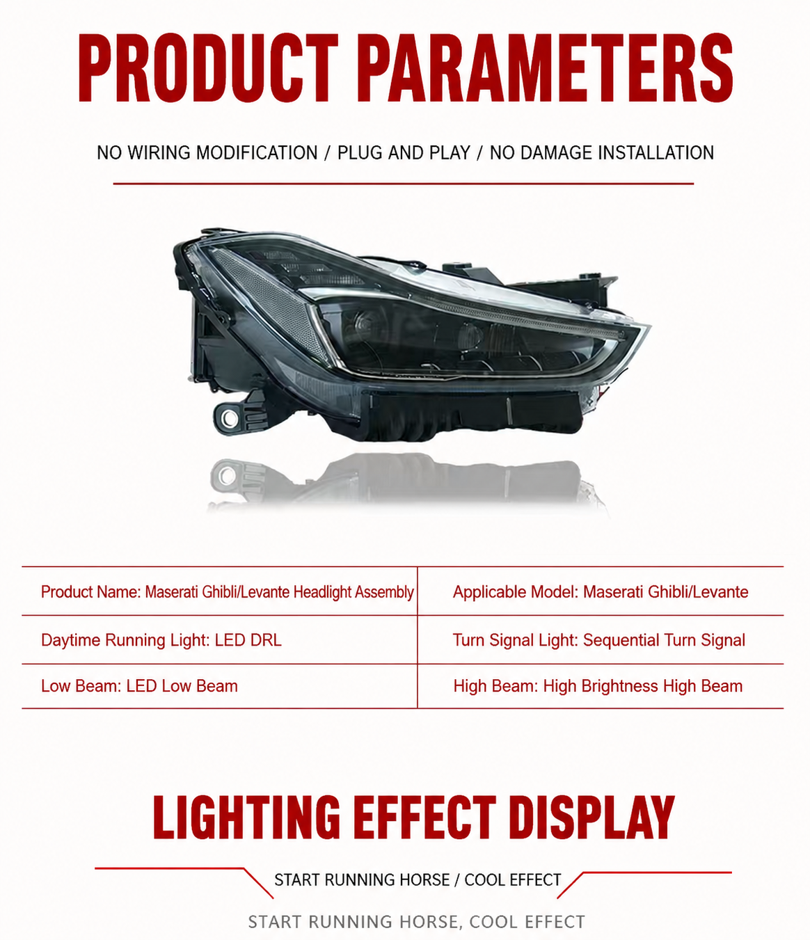 Maserati Ghibli LED Headlight Assembly Upgrade

For Maserati Ghibli 2015-2023 Models