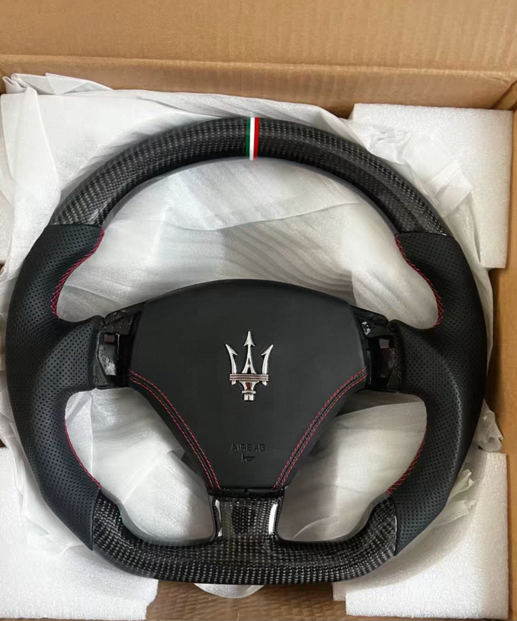 Handcrafted custom steering wheel exclusively for Maserati GranTurismo Convertible.